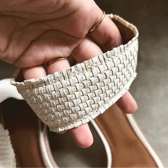 Frye Bianca Woven Back Zip Heeled Sandal Ivory Off White Size 9.5 - Picture 6 of 14